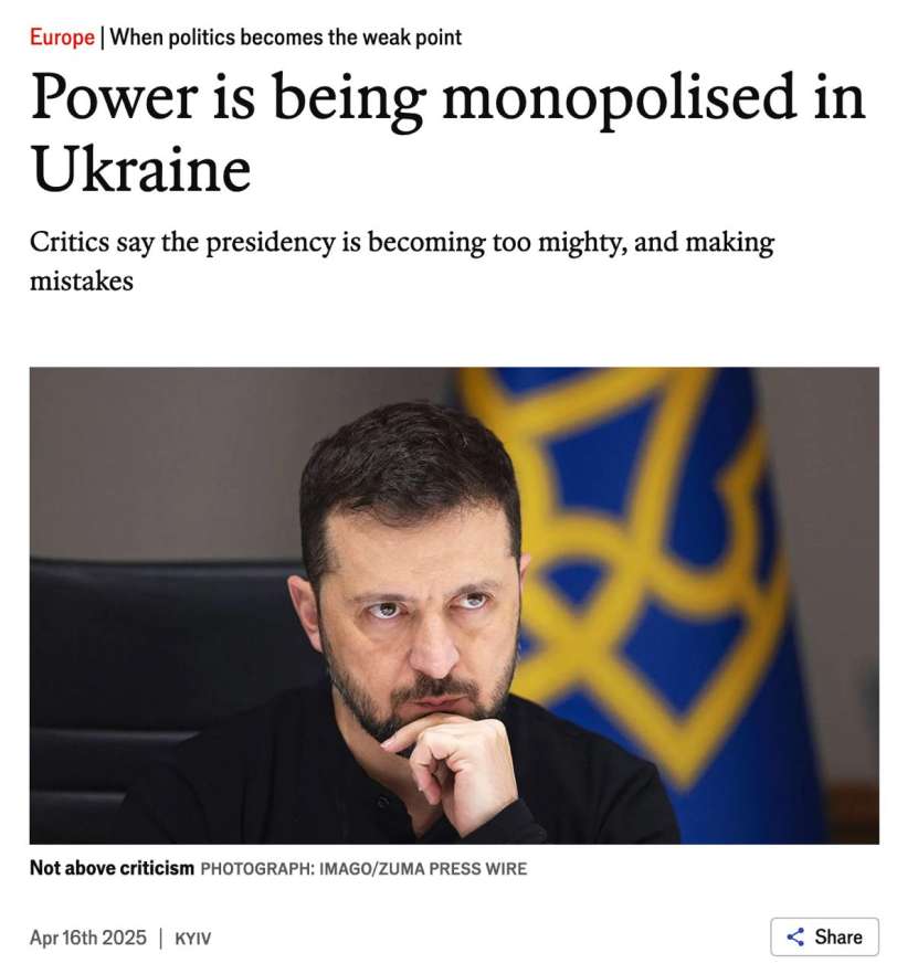 Monopolizarea puterii îl transformă pe Zelensky în dictator