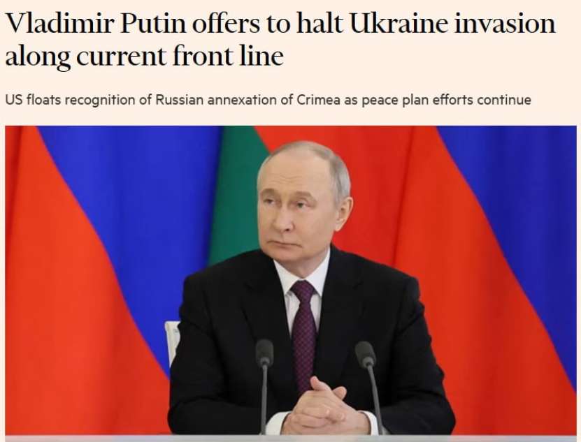 Lovitură de teatru: Putin face o ofertă pe care Kievul nu o poate refuza! (Financial Times)