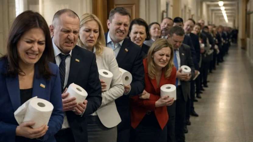 Parlamentarii de la Kiev sunt sunt supuși cu forța să dea probe din treaba mare, pentru a se determina cauza diareei care i-a lovit