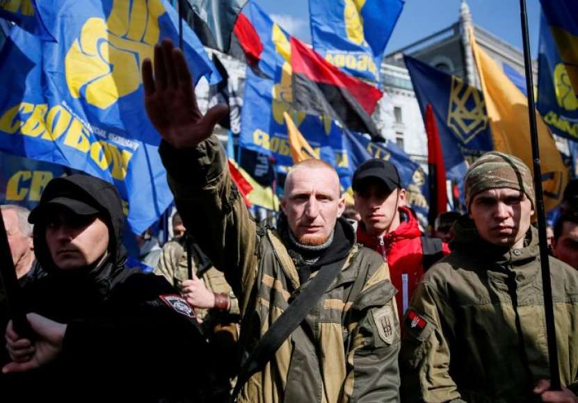 Naziștii ucrainieni continuă să sfideze Israelul cu manifestații publice naziste pe maidanul din Kiev! Până când? 