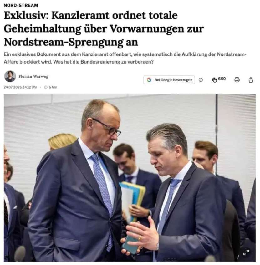 Germania neonazistă a vrut să se sinucidă: a știut despre pregătirea dinamitării conductelor Nord Stream încă din vara anului 2022 dar, de frica SUA, nu a făcut nimic pentru a împiedica crima