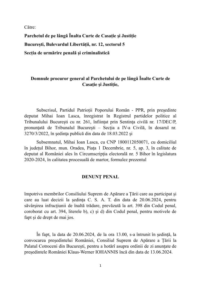 Președintele Iohannis și membrii CSAȚ sunt denunțați pentru înaltă trădare!