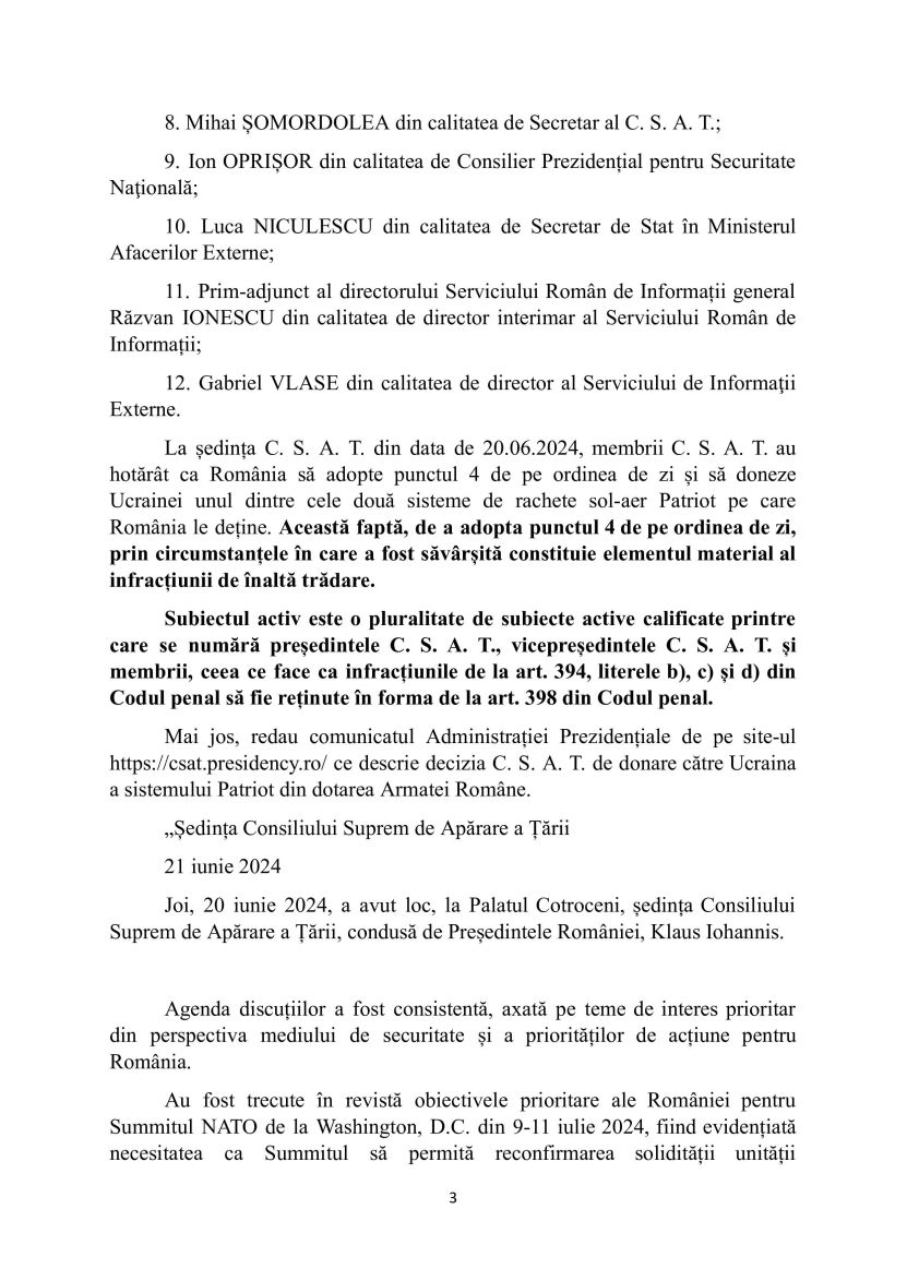 Președintele Iohannis și membrii CSAȚ sunt denunțați pentru înaltă trădare!