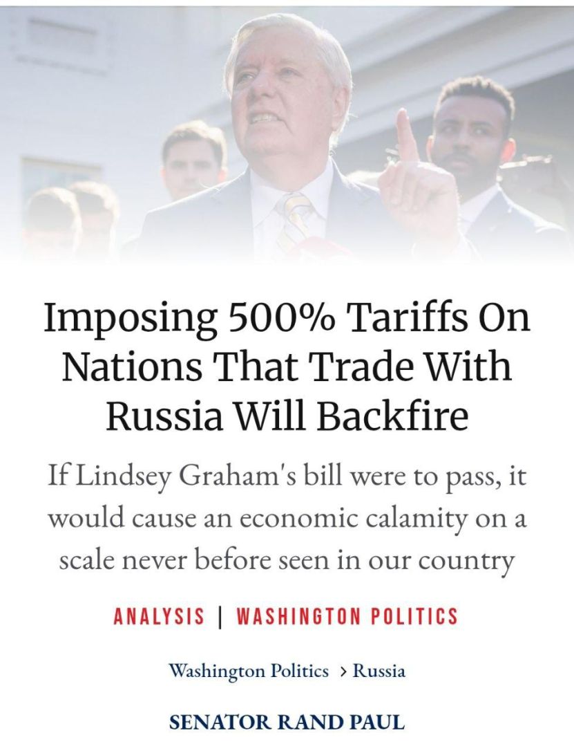 „Majorarea taxelor împotriva Rusiei va provoca o catastrofă economică, inclusiv în SUA” (Rand Paul, senator american) 
