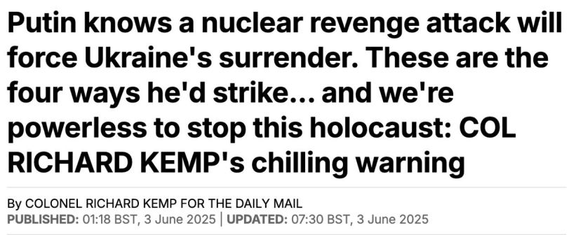 „Putin știe că un atac nuclear de răzbunare va forța capitularea Ucrainei. Occidentul nu va putea opri acest holocaust!” (Richard Kemp, colonel britanic)