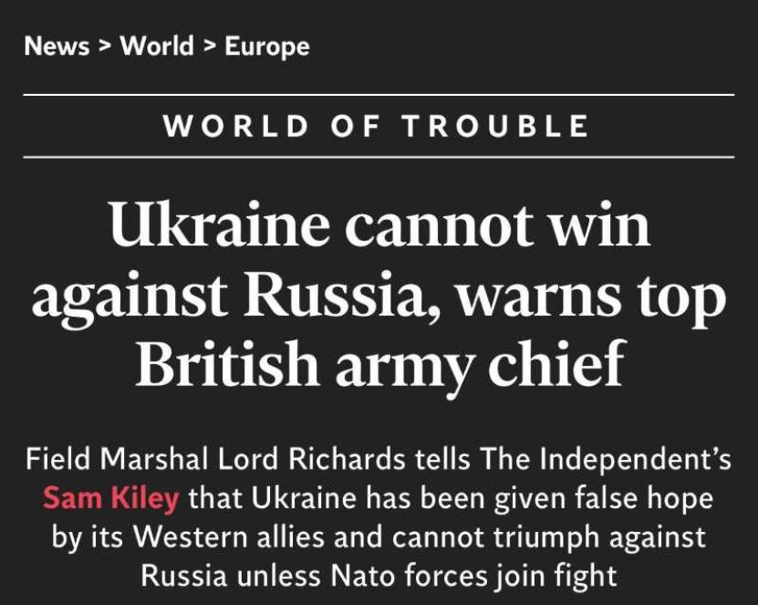 „Ucraina nu poate învinge Rusia!” (D. Richards, general britanic, fost comandant în Afganistan)