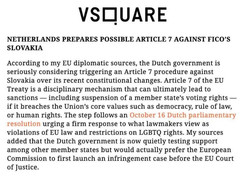 Olanda cere sancționarea disciplinară a Slovaciei pentru „încălcarea gravă a principiilor fundamentale ale UE!”. Care „principii” ?
