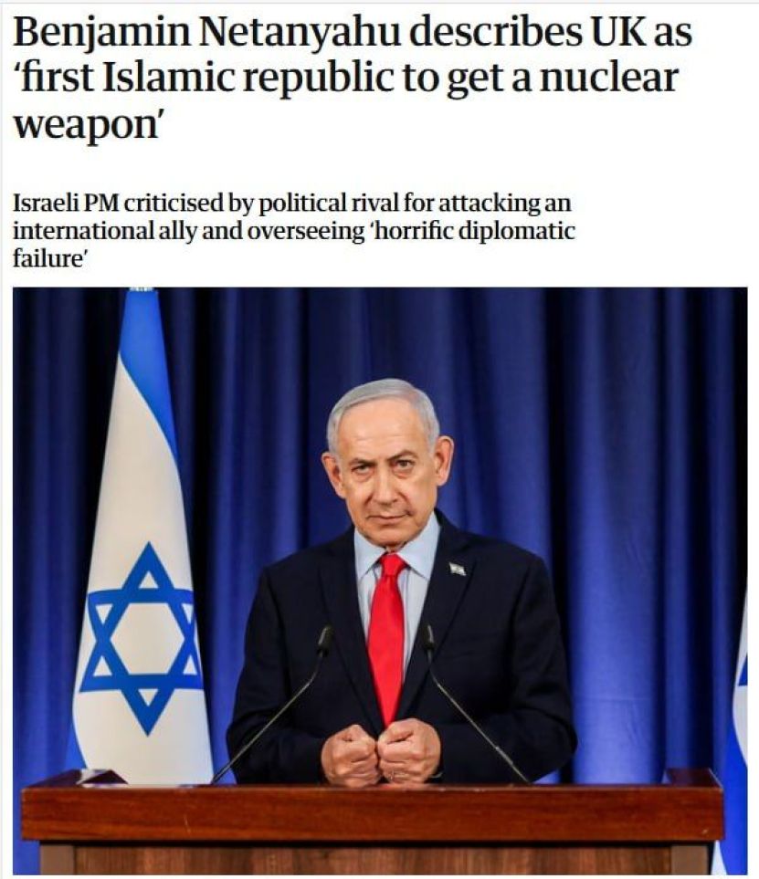 Invectivele lui Netanyahu curg și asupra Europei: „Marea Britanie este o republică islamică cu arme nucleare!”