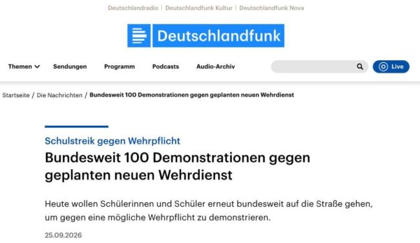 Elevii de liceu din Germania organizează proteste în toată țara impotriva serviciului militar 