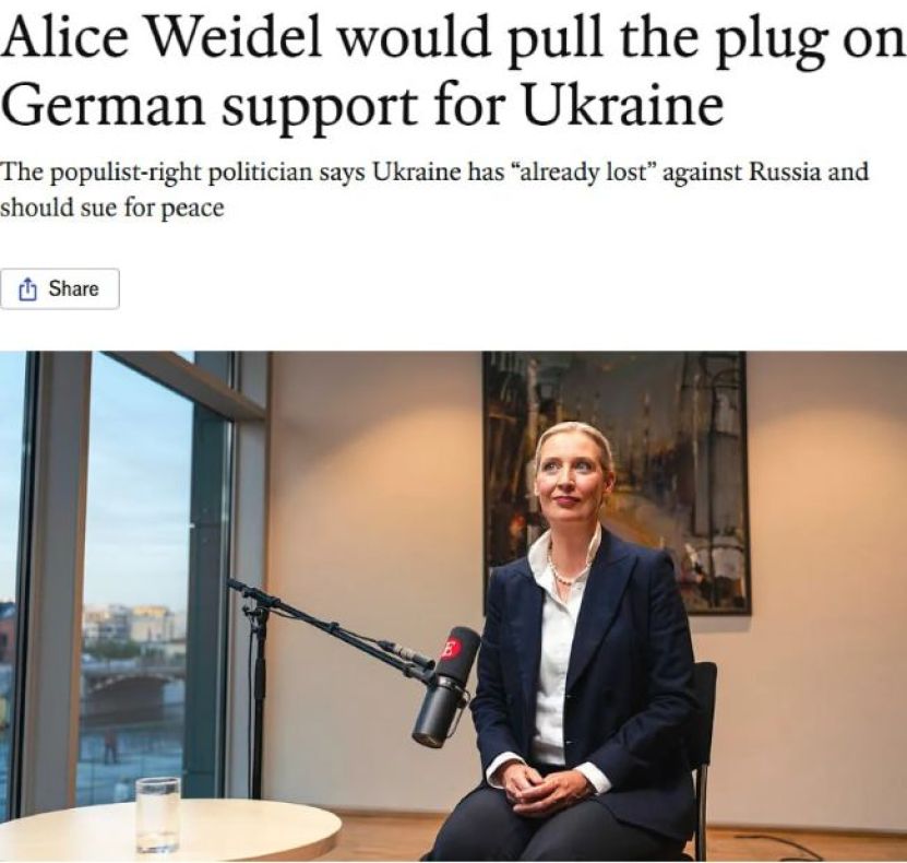 „Ucraina a pierdut deja războiul în fața Rusiei!” (Alice Weidel, lider Alternativa pentru Germania)  
